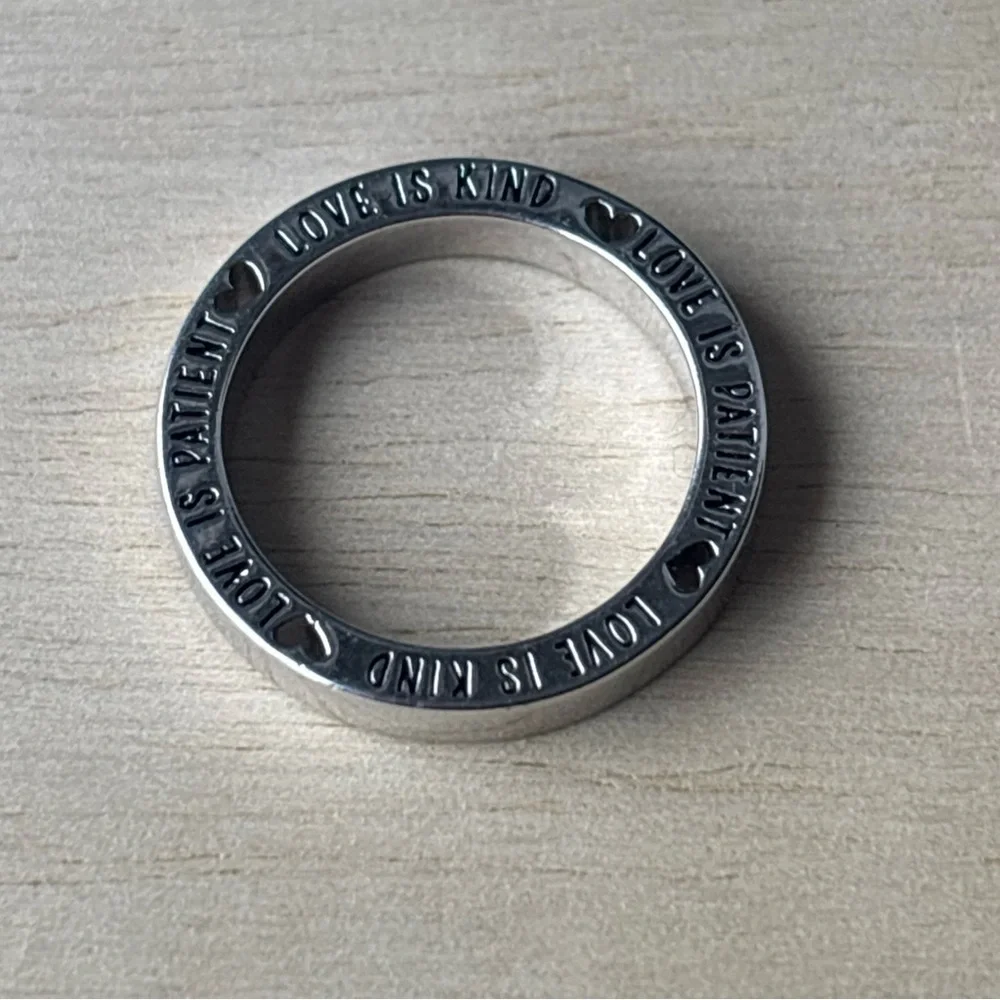 Origami Owl Love is Patient‎ Sentiments Ring Size 7 Stainless Steel Silver Tone